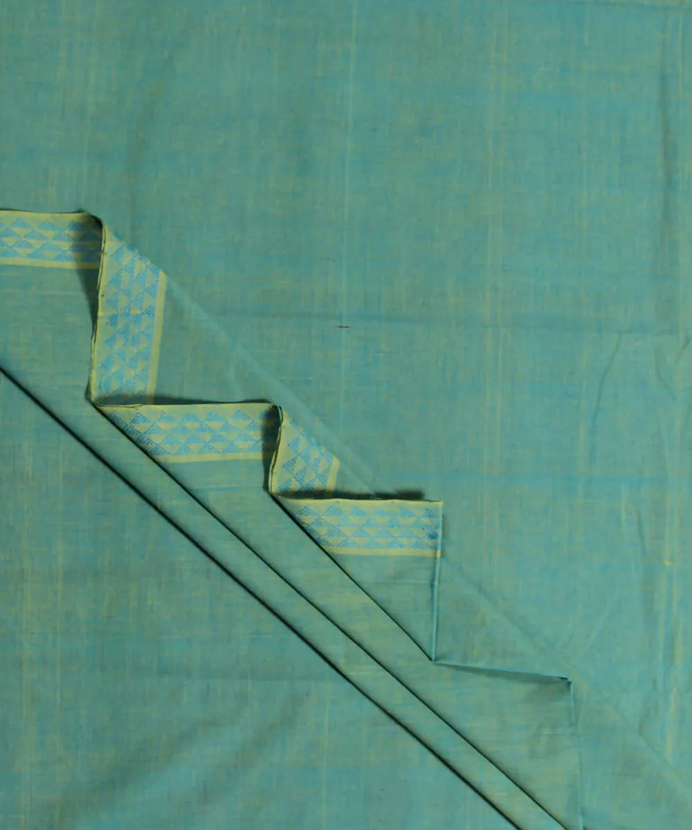 0.5m Aqua beige handloom cotton fabric