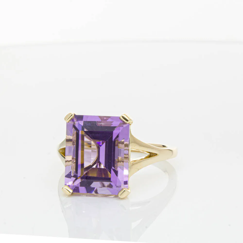 14ct Yellow Gold 5.43ct Amethyst Juliet Ring