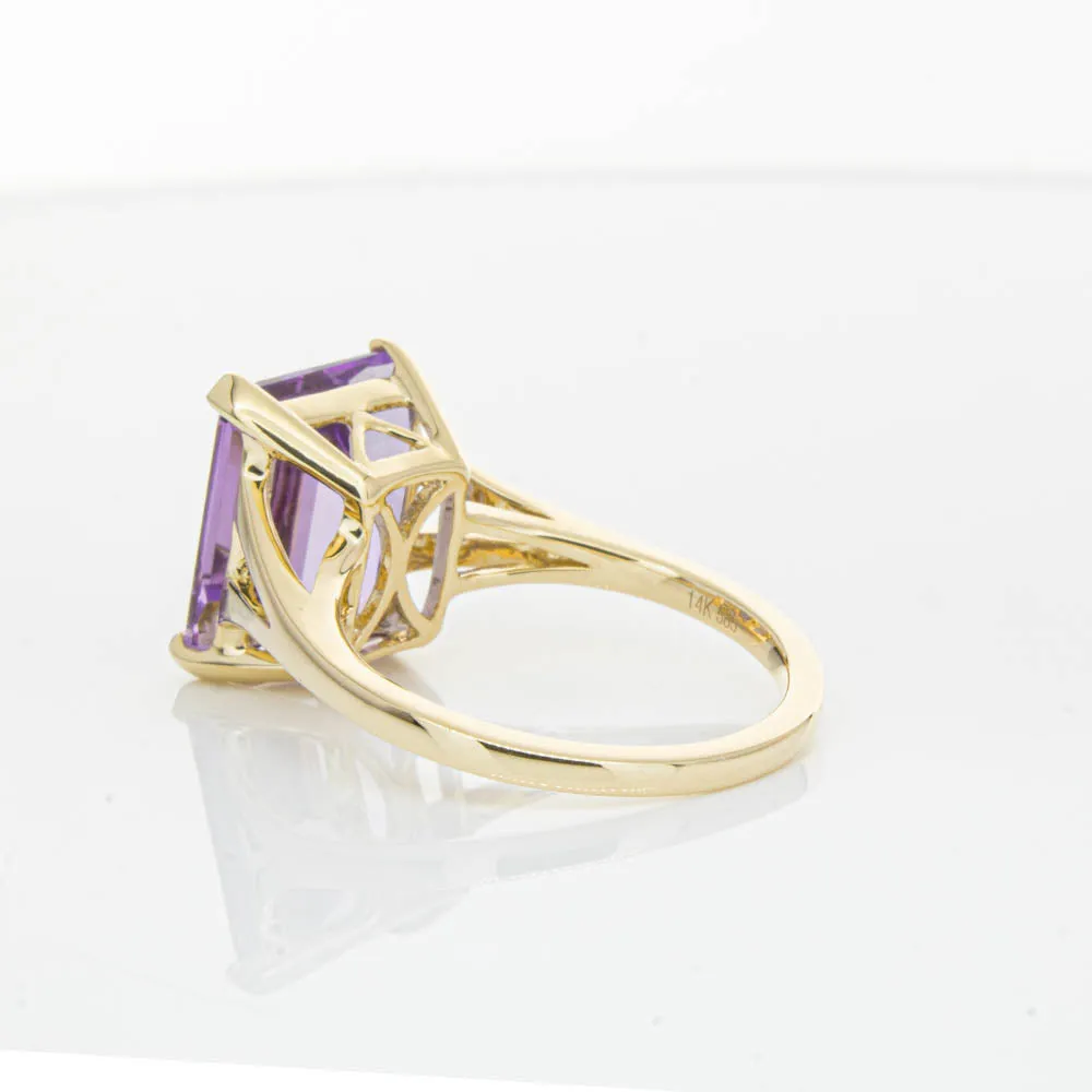 14ct Yellow Gold 5.43ct Amethyst Juliet Ring