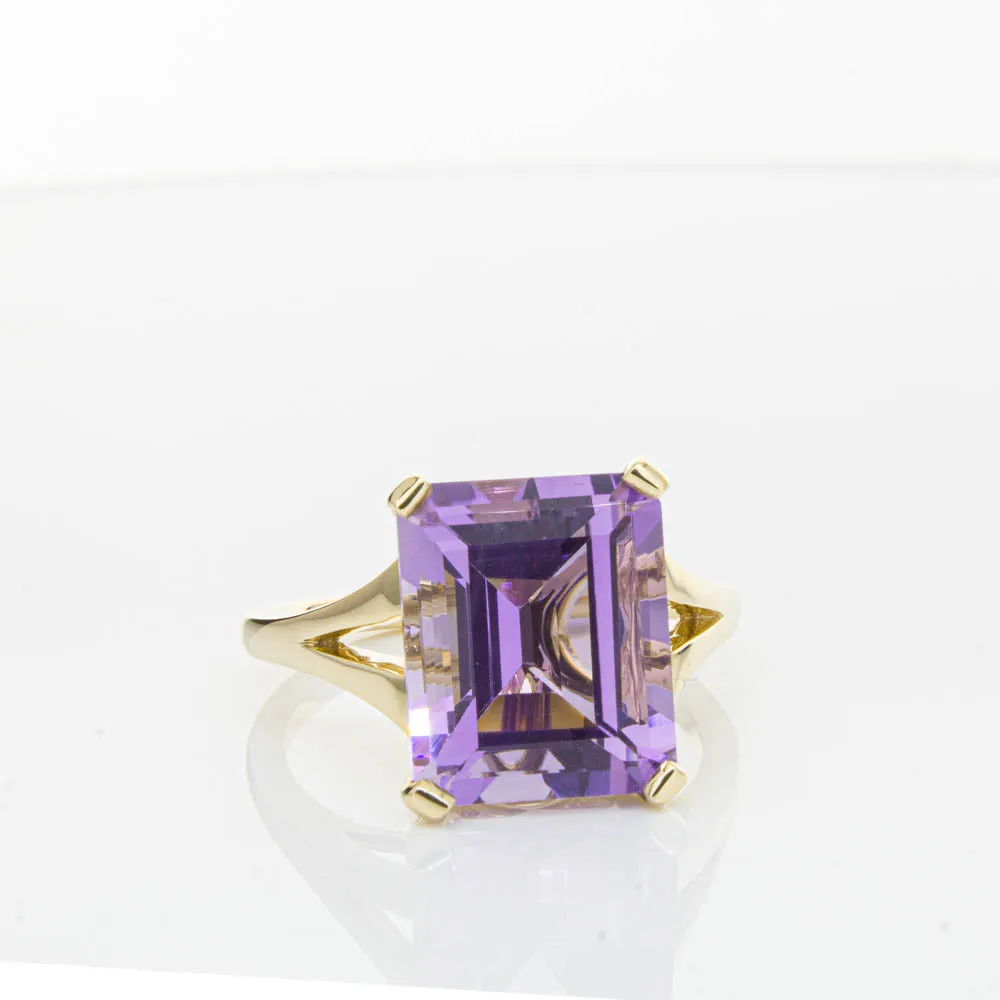 14ct Yellow Gold 5.43ct Amethyst Juliet Ring