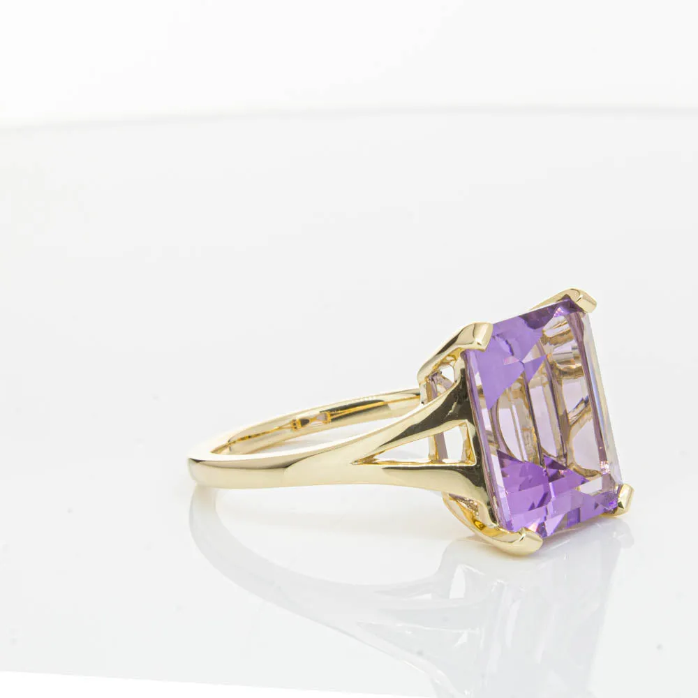 14ct Yellow Gold 5.43ct Amethyst Juliet Ring