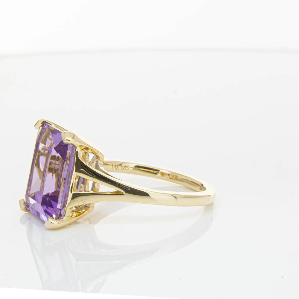 14ct Yellow Gold 5.43ct Amethyst Juliet Ring