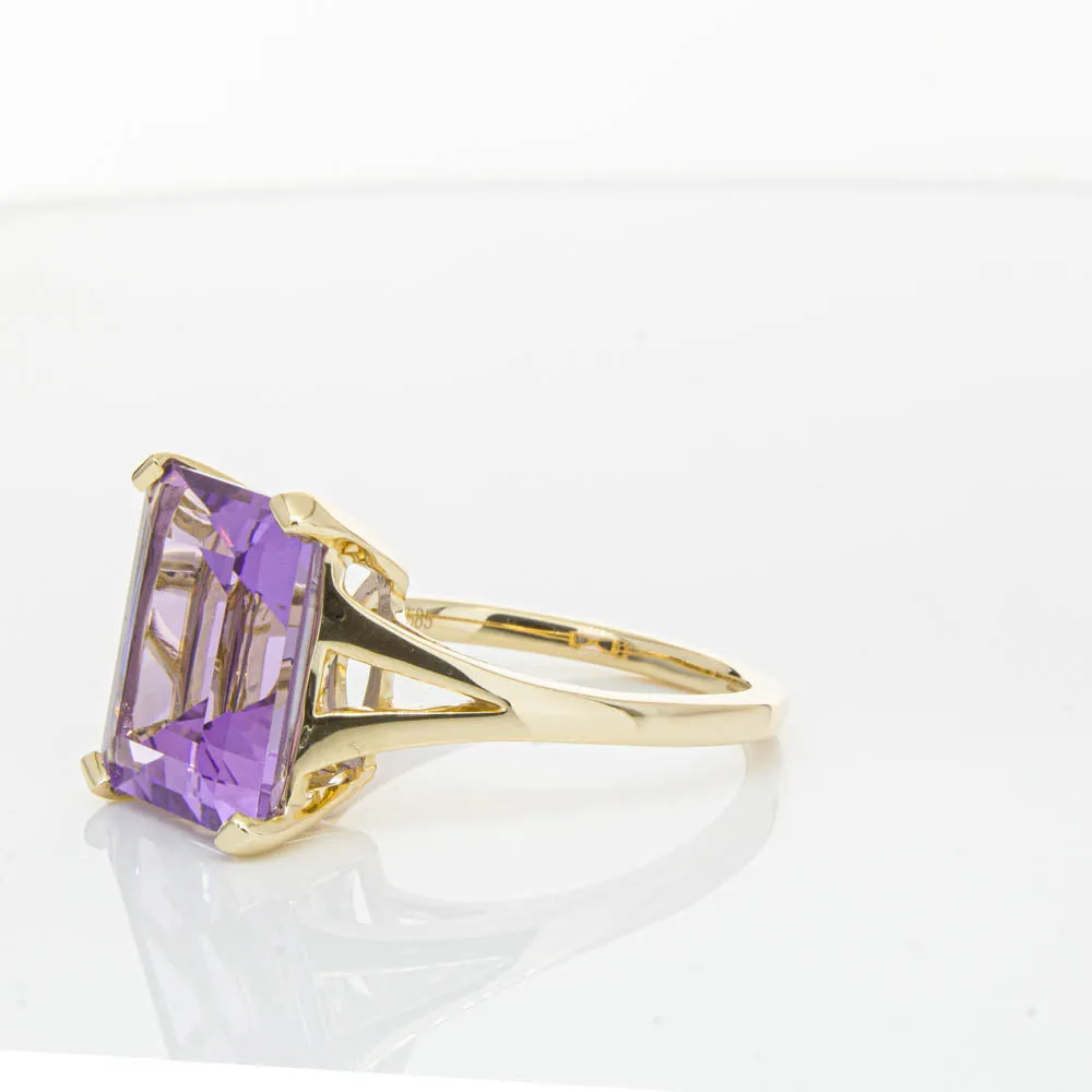 14ct Yellow Gold 5.43ct Amethyst Juliet Ring