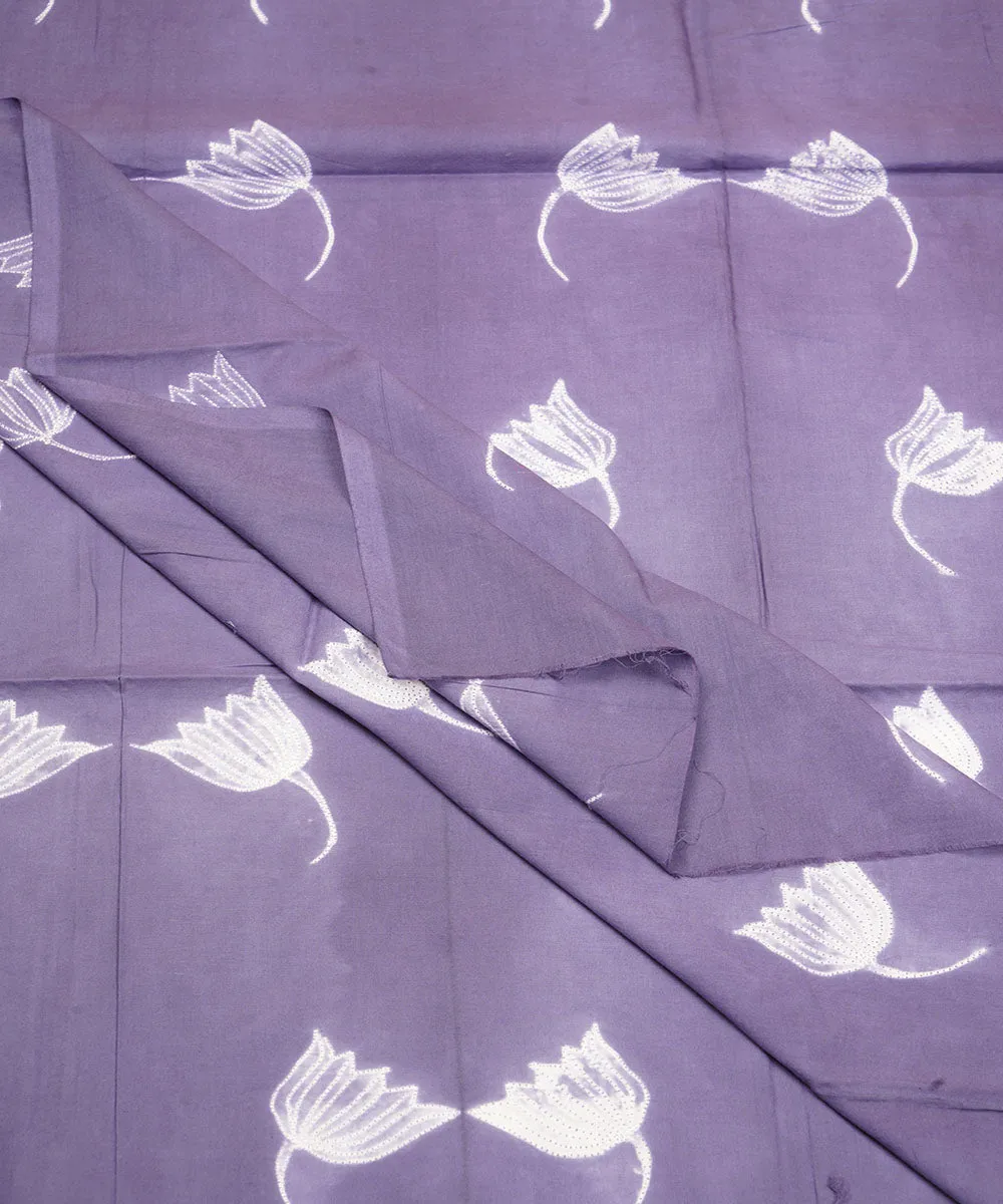 2.5 m Purple handcrafted cotton shibori kurta material