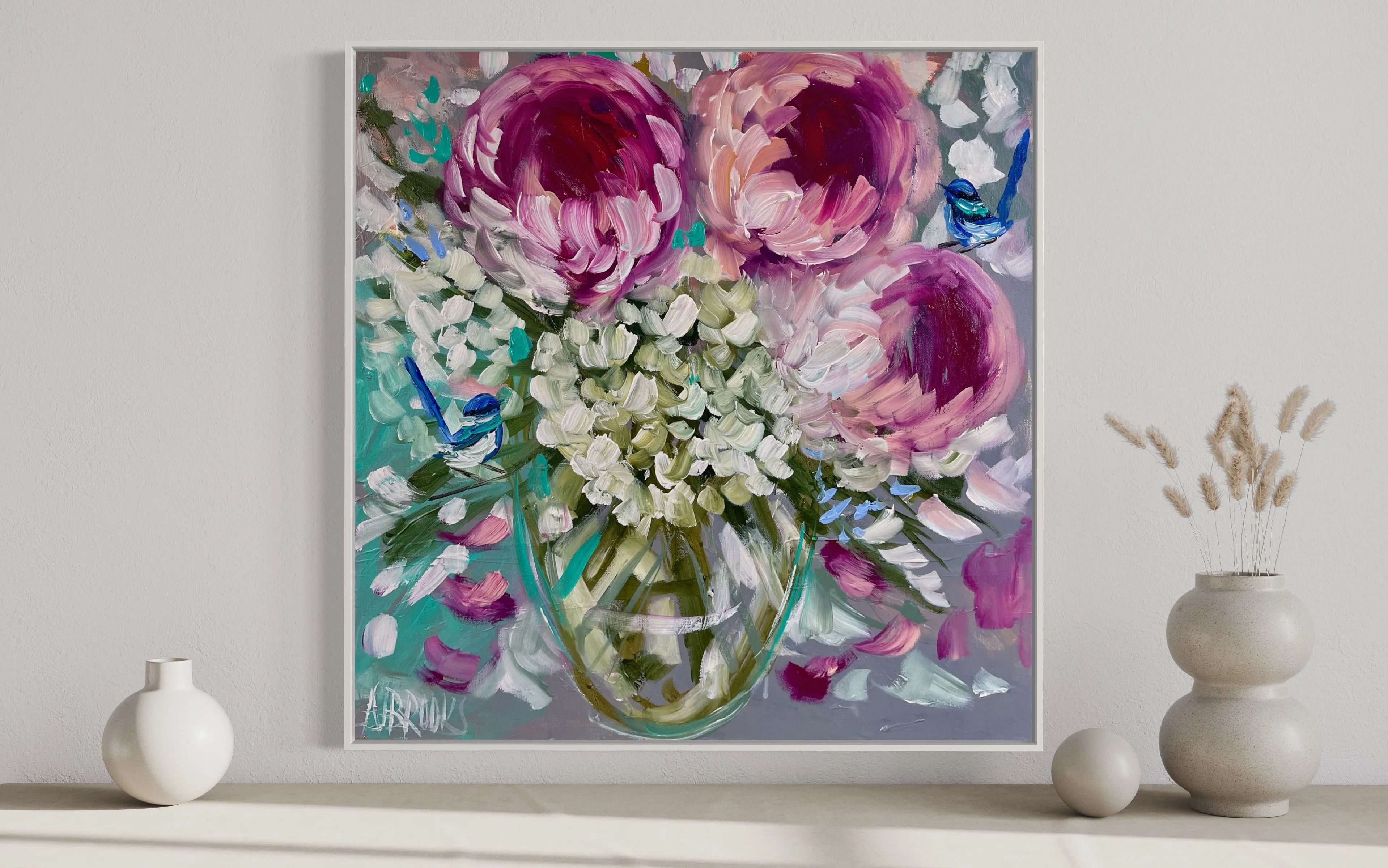 60x60 cm - peony and hydrangea  bouquet