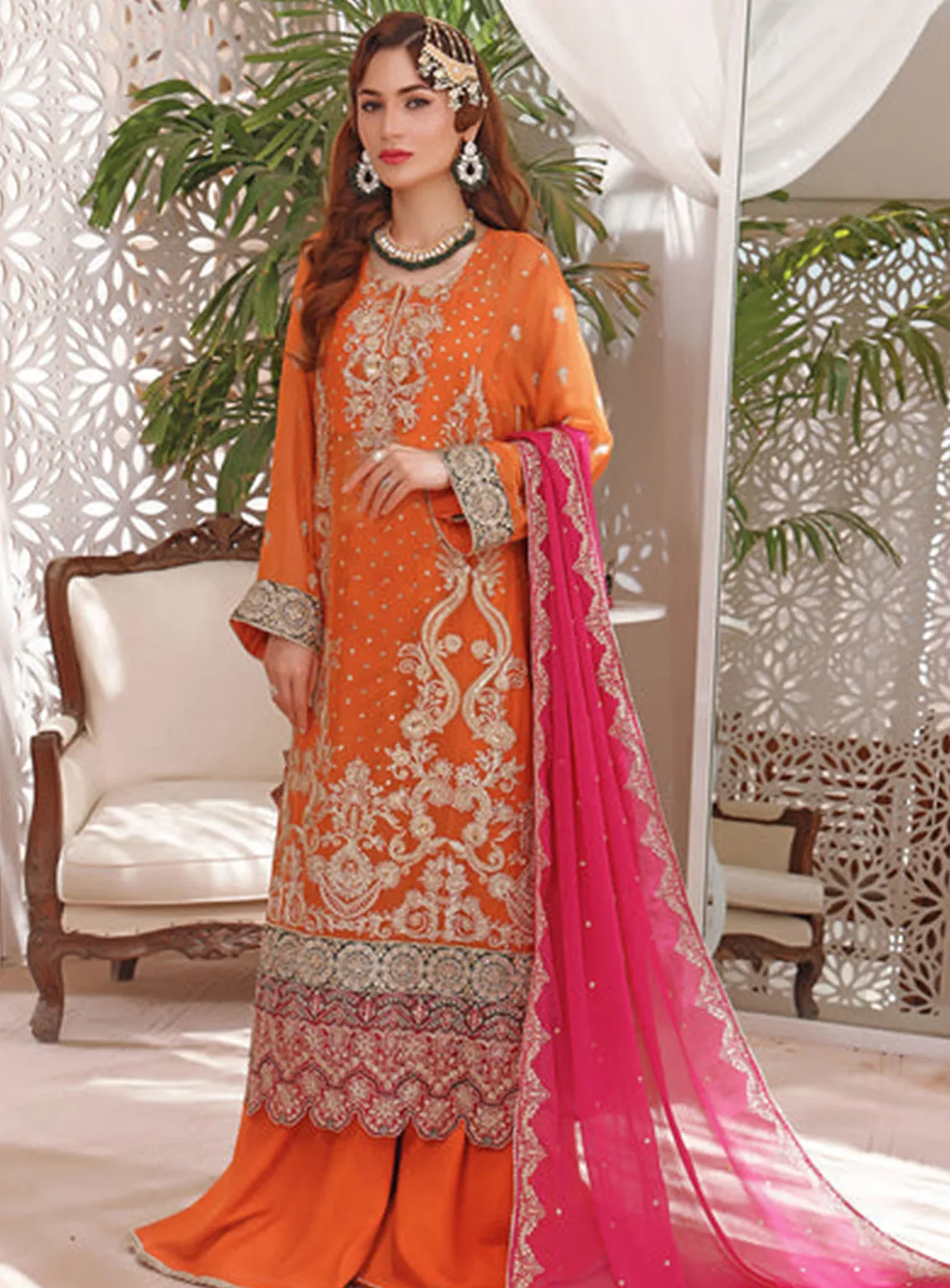 Aaina By Awwal Embroidered Chiffon Unstitched 3 Piece Suit - 02 TARZZ