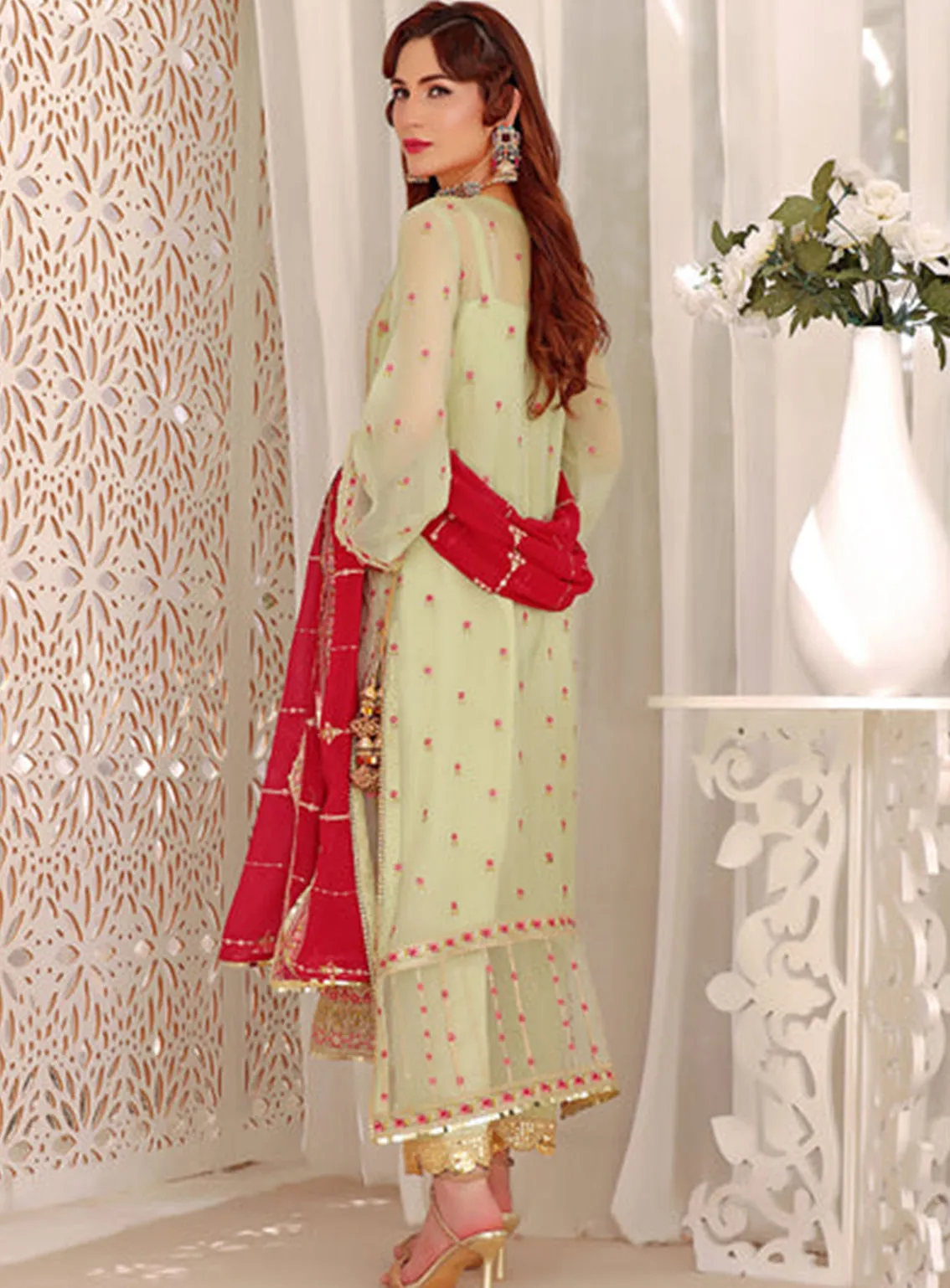 Aaina By Awwal Embroidered Chiffon Unstitched 3 Piece Suit - 05 SAHAL