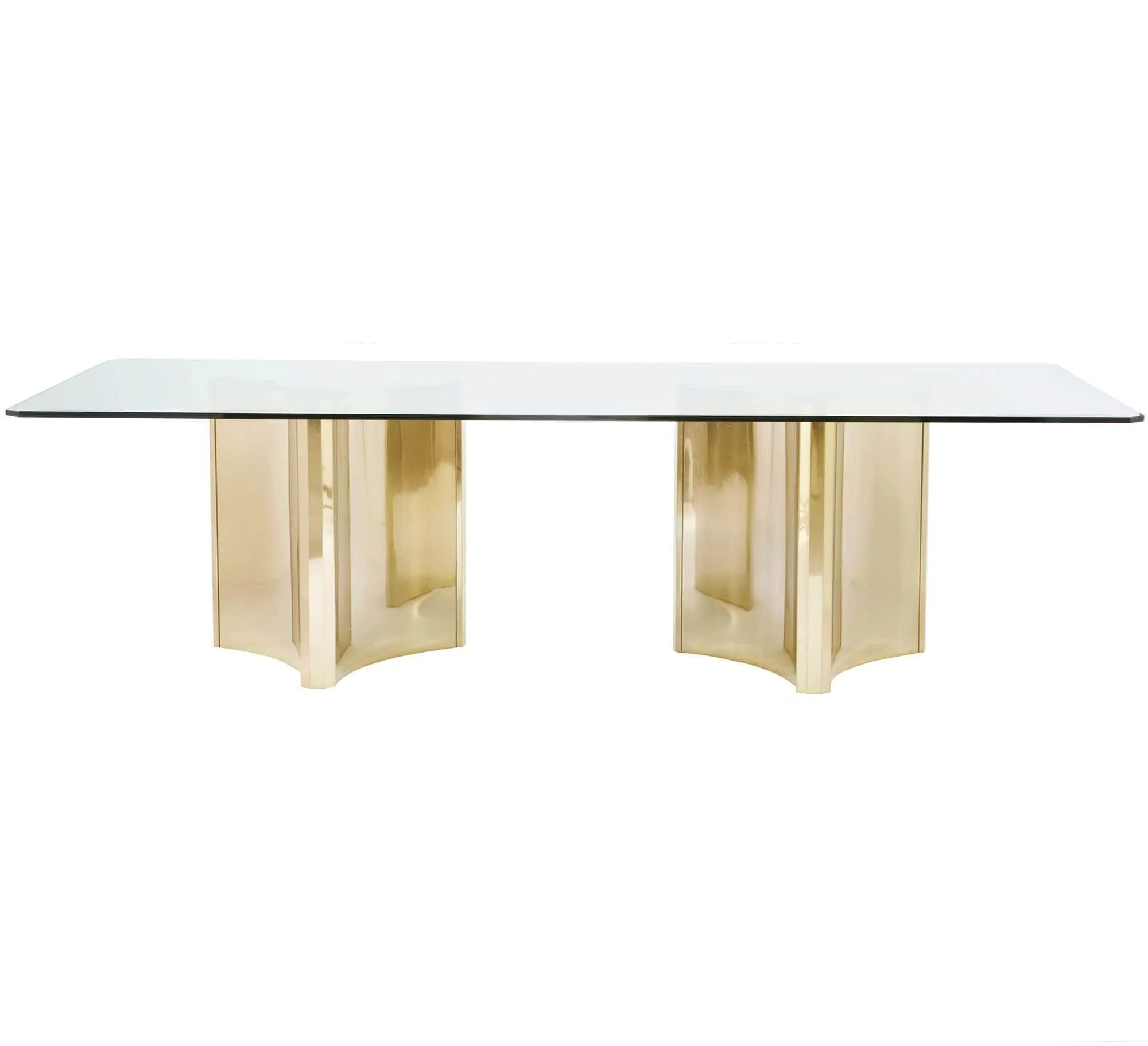 Abbott Rectangular Dining Table, Patinated Brass