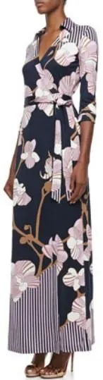 'Abigail' Printed Silk-Jersey Wrap Maxi Dress