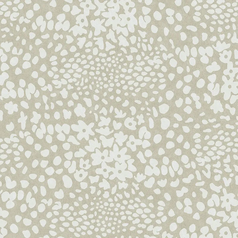 Abstract Floral Wallpaper in Cream/Sand