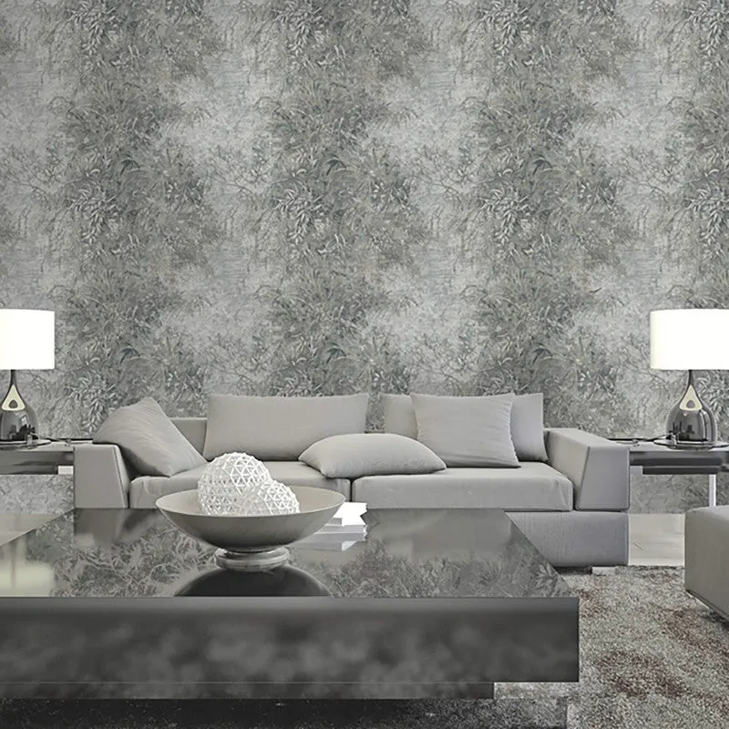 Abstract Leaf Textured Wallpaper in Grey/Brown