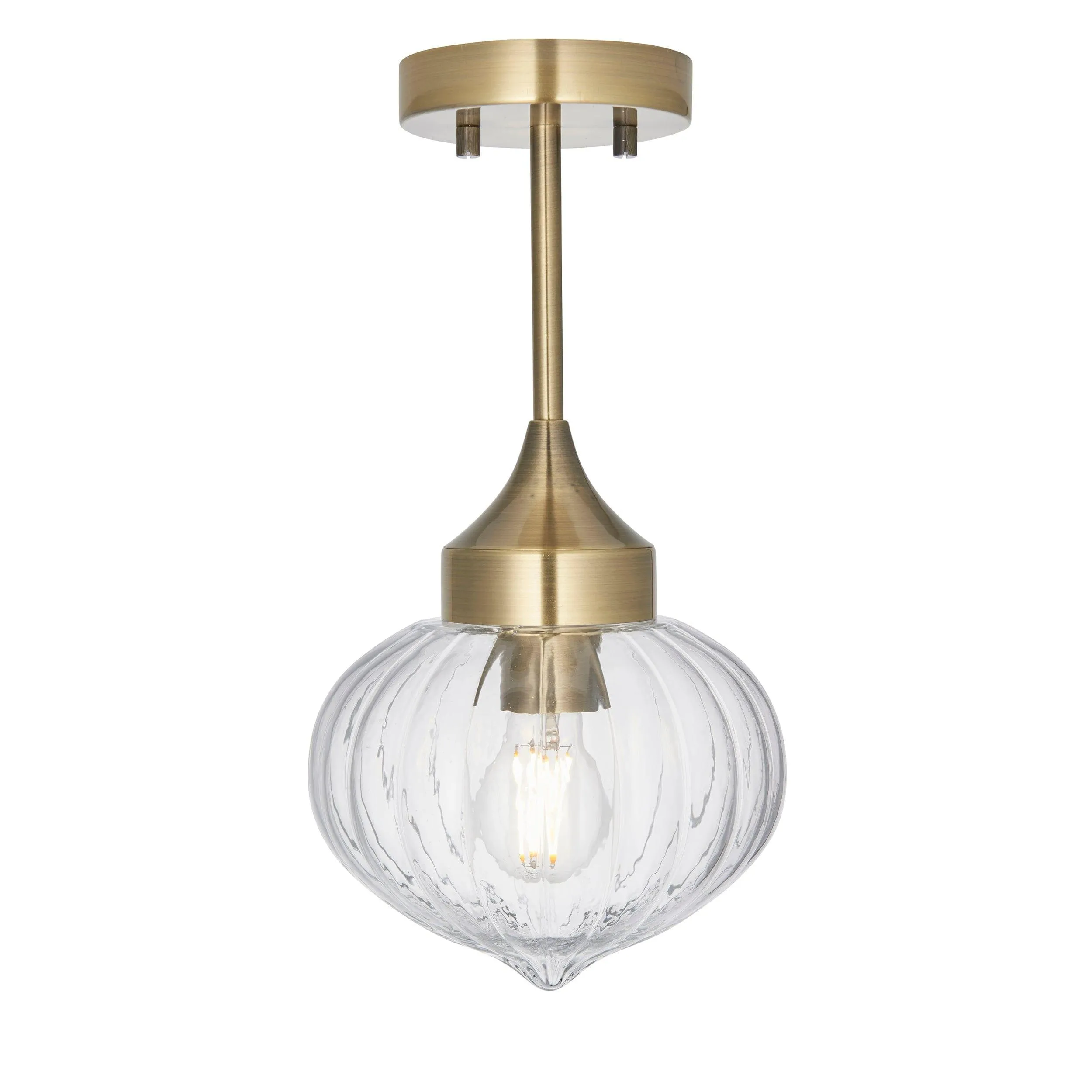 Addington 1 Light Antique Brass Semi Flush Ceiling Light