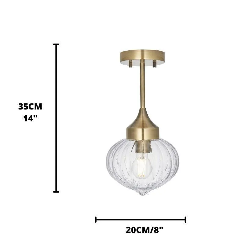 Addington 1 Light Antique Brass Semi Flush Ceiling Light