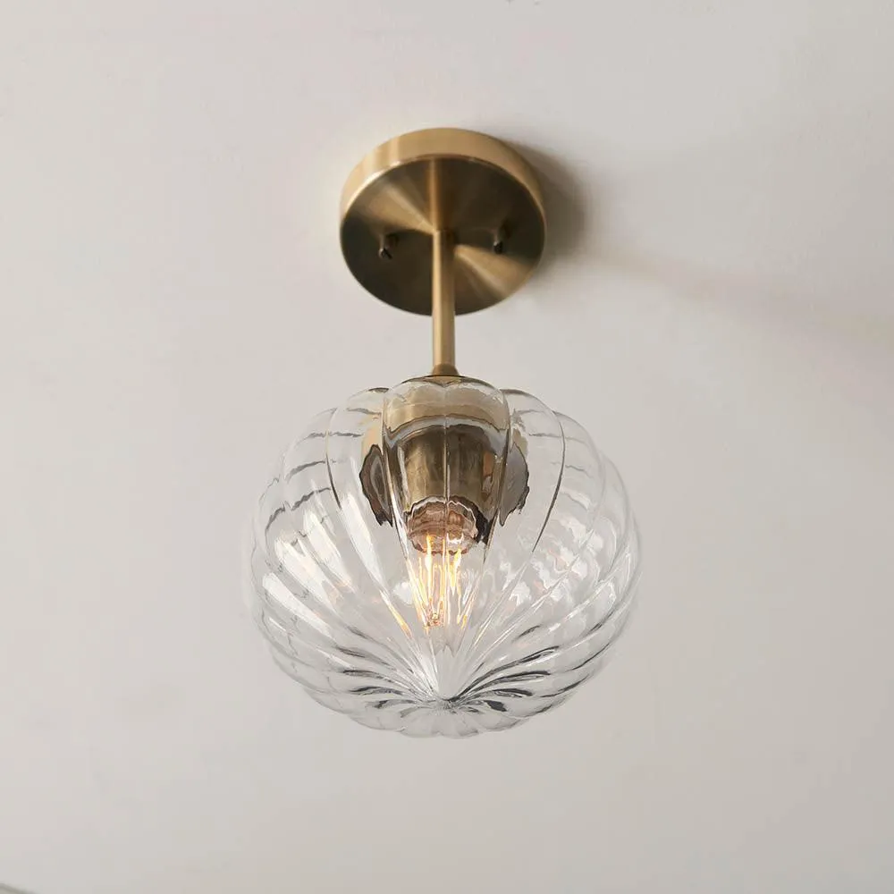 Addington 1 Light Antique Brass Semi Flush Ceiling Light