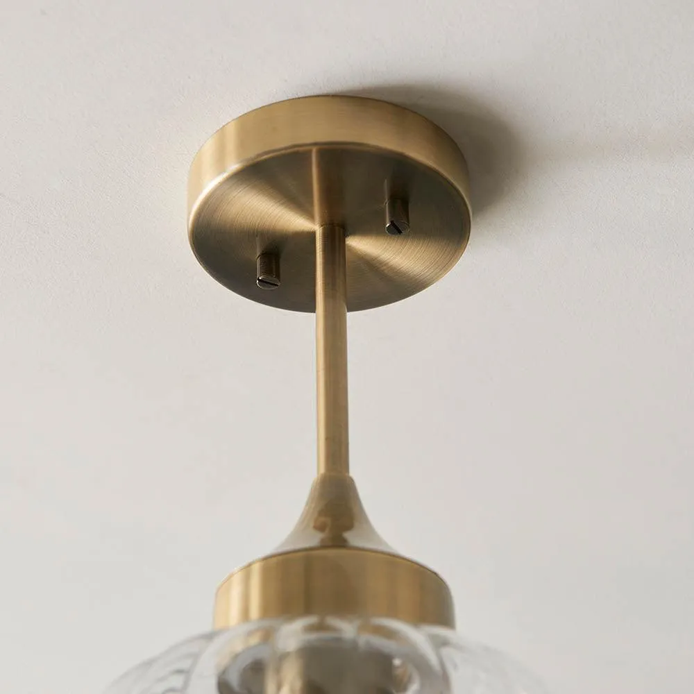 Addington 1 Light Antique Brass Semi Flush Ceiling Light