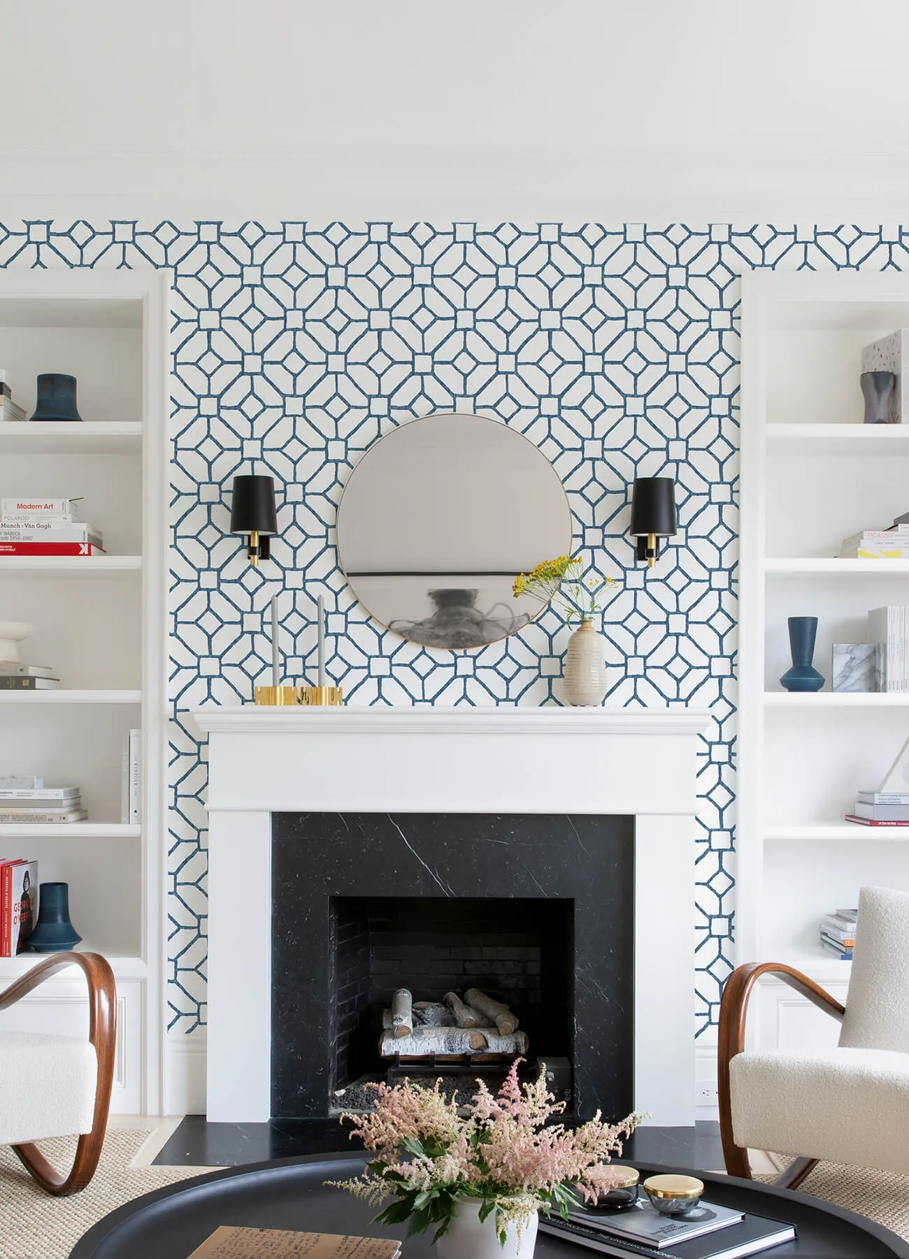 Addis Blue Trellis Wallpaper