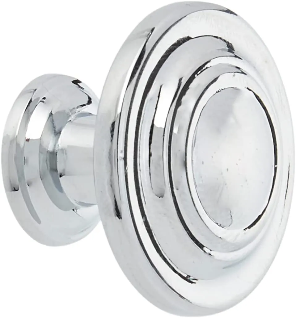 AmazonBasics Traditional Top Ring Cabinet Knob 1.25inch Diameter Polished Chrome 50Pack