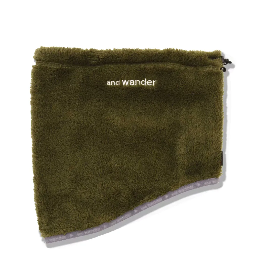 And Wander High Loft Fleece Neck Warmer Khaki