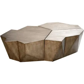 Antiqued Silver Modern Geometric Coffee table