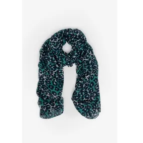 Antler - Leopard Print Scarf - Green & Navy