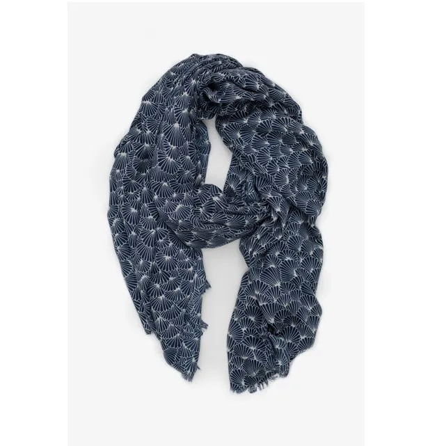 Antler - Navy Shell Print Scarf