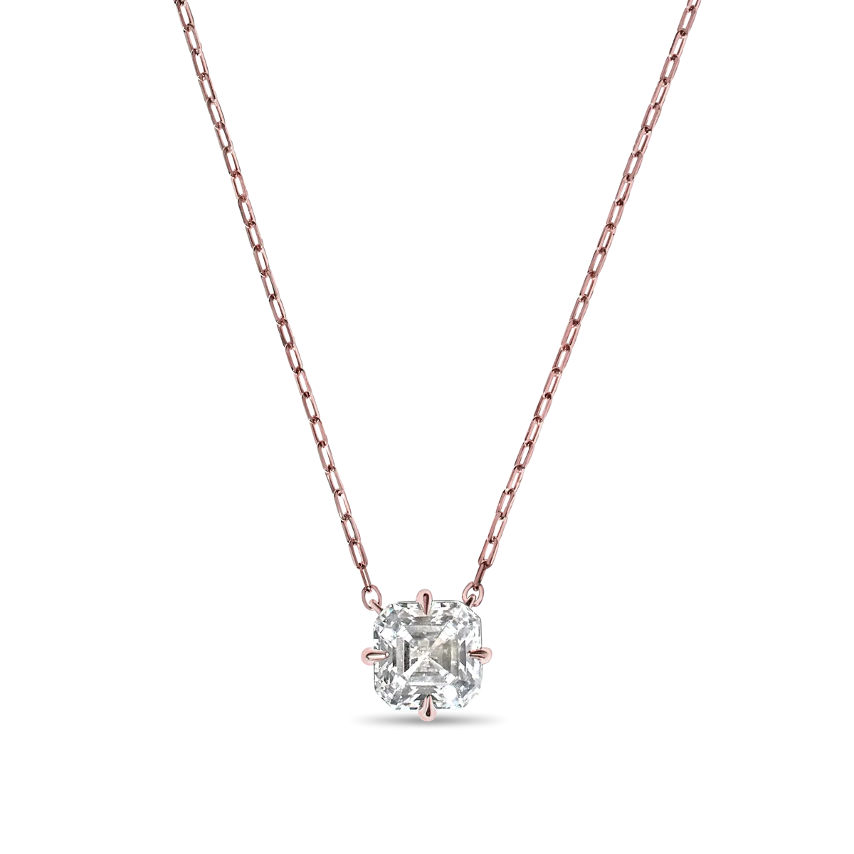 Asscher Cut Diamond Solitaire Pendant