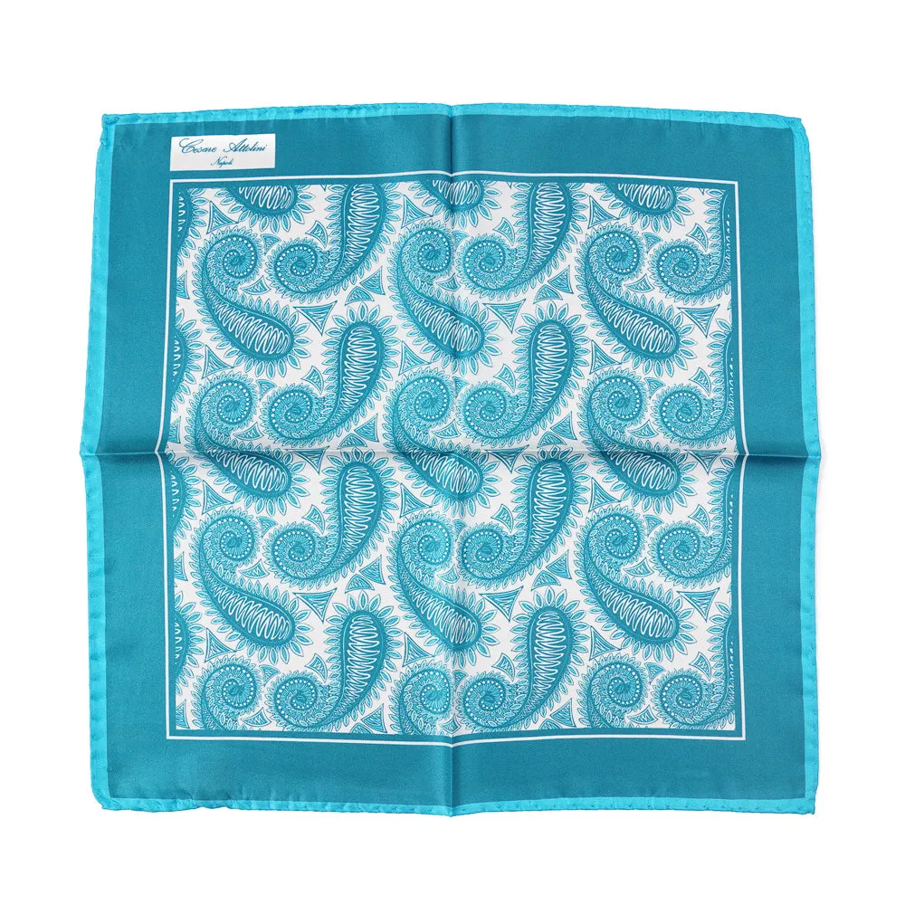 Attolini Paisley Print Silk Pocket Square