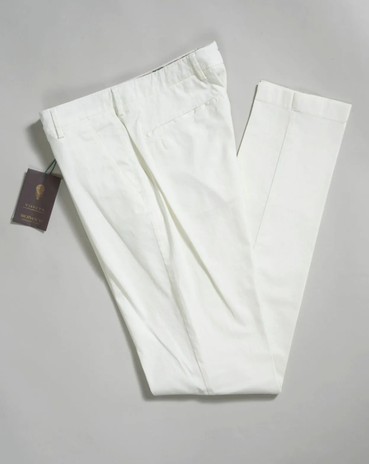 Berwich Morello Garment Dyed Chinos With Silk / Panna