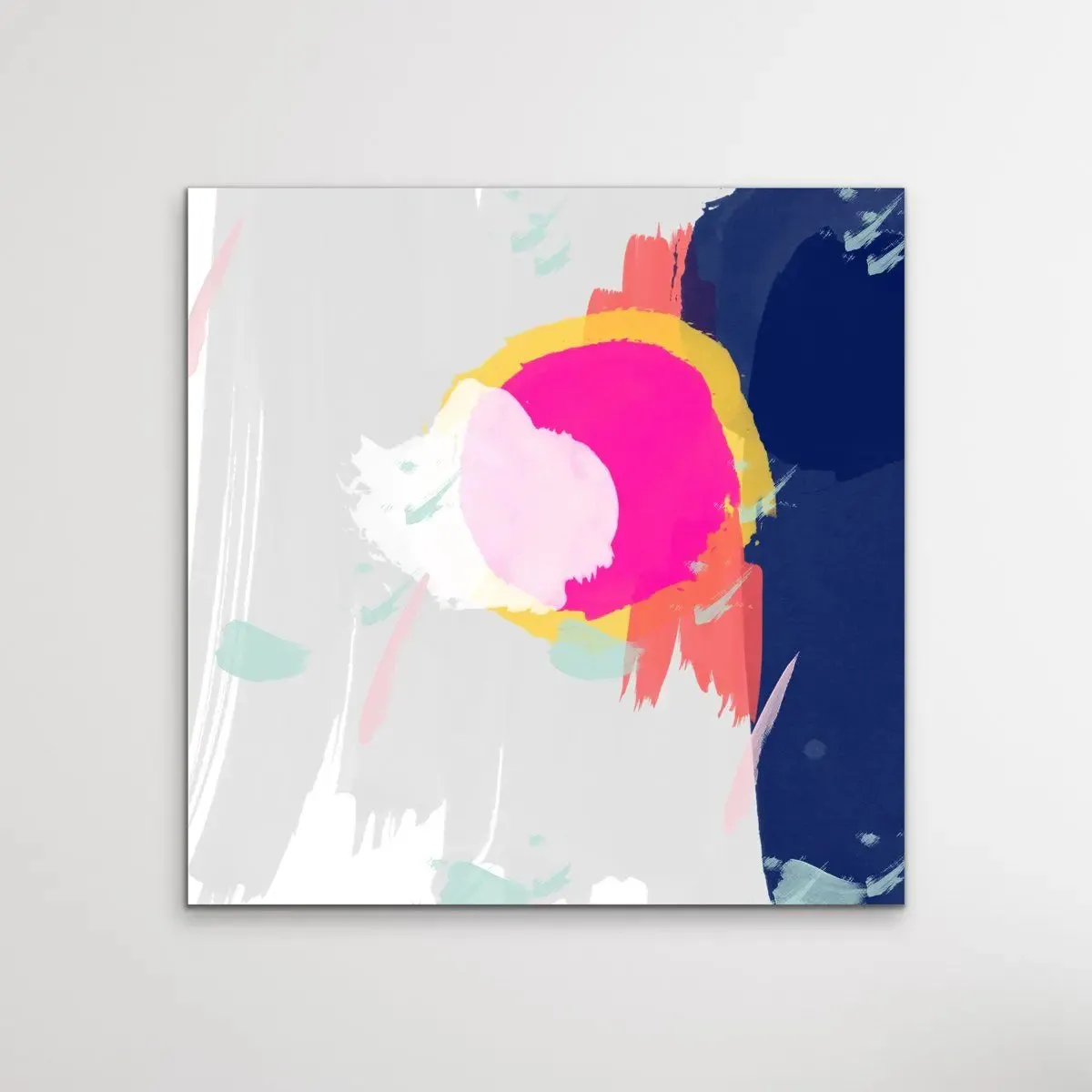 Beyond - Pink and Blue Abstract Stretched Canvas Print