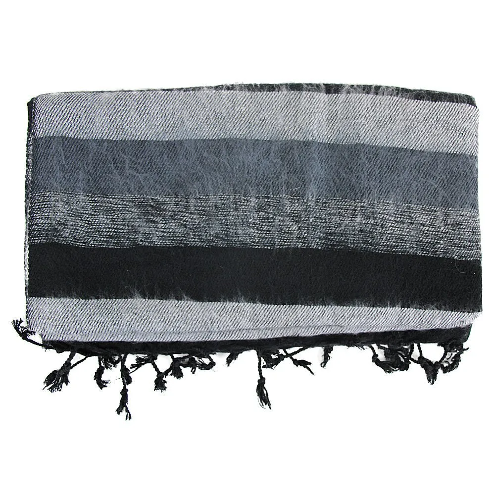 Black & Charcoal Striped Shanti Shawl/Blanket Scarf