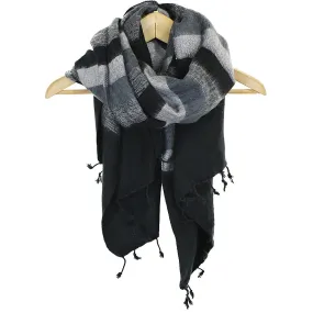 Black & Charcoal Striped Shanti Shawl/Blanket Scarf