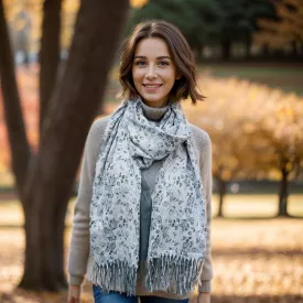 Black Ginger Sage Green Eucalyptus Pashmina Scarf - 736-508