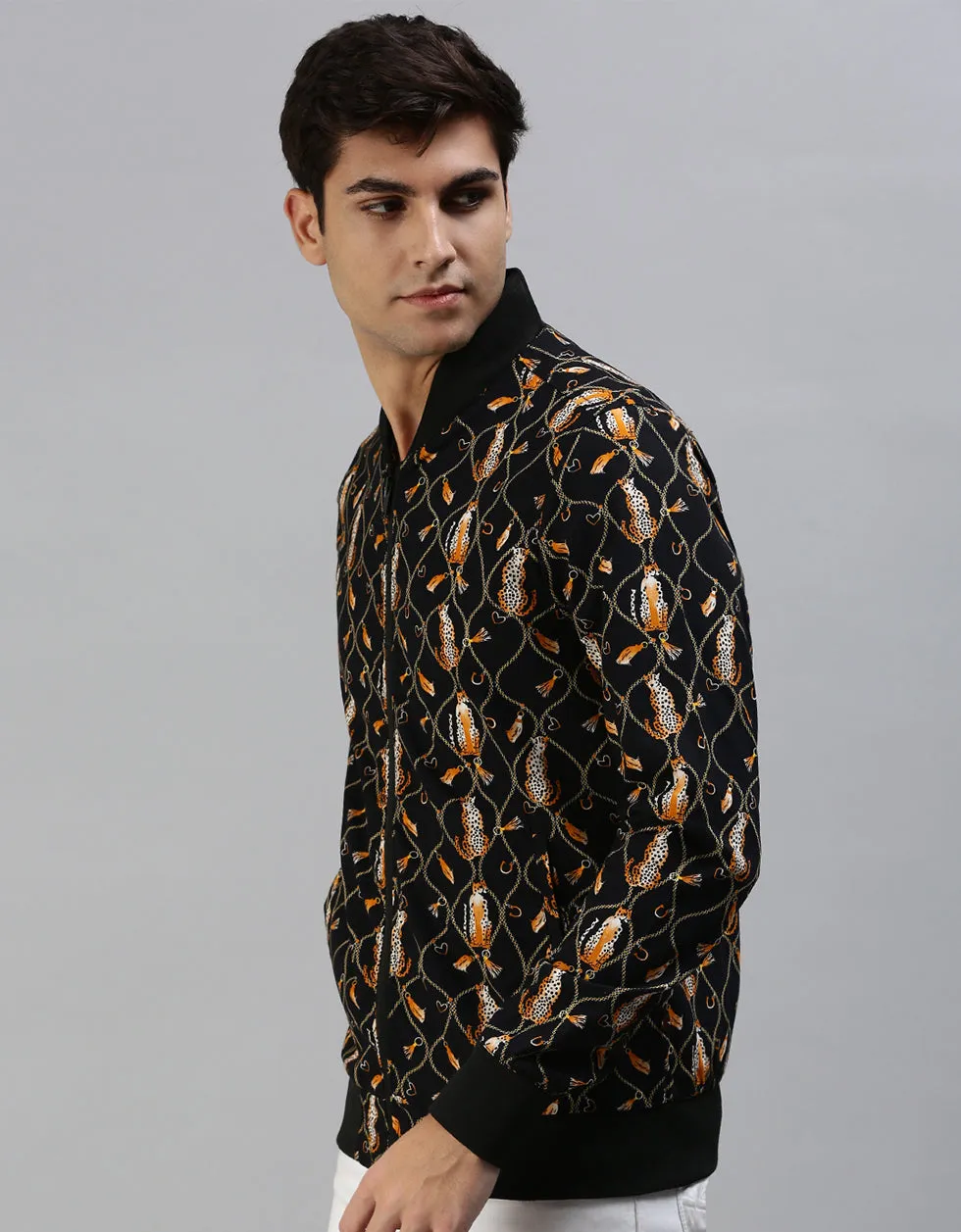 Black Printed Men's Shacket