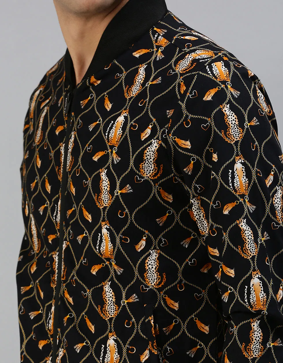 Black Printed Men's Shacket