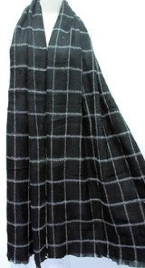 Black with White Check Scarf