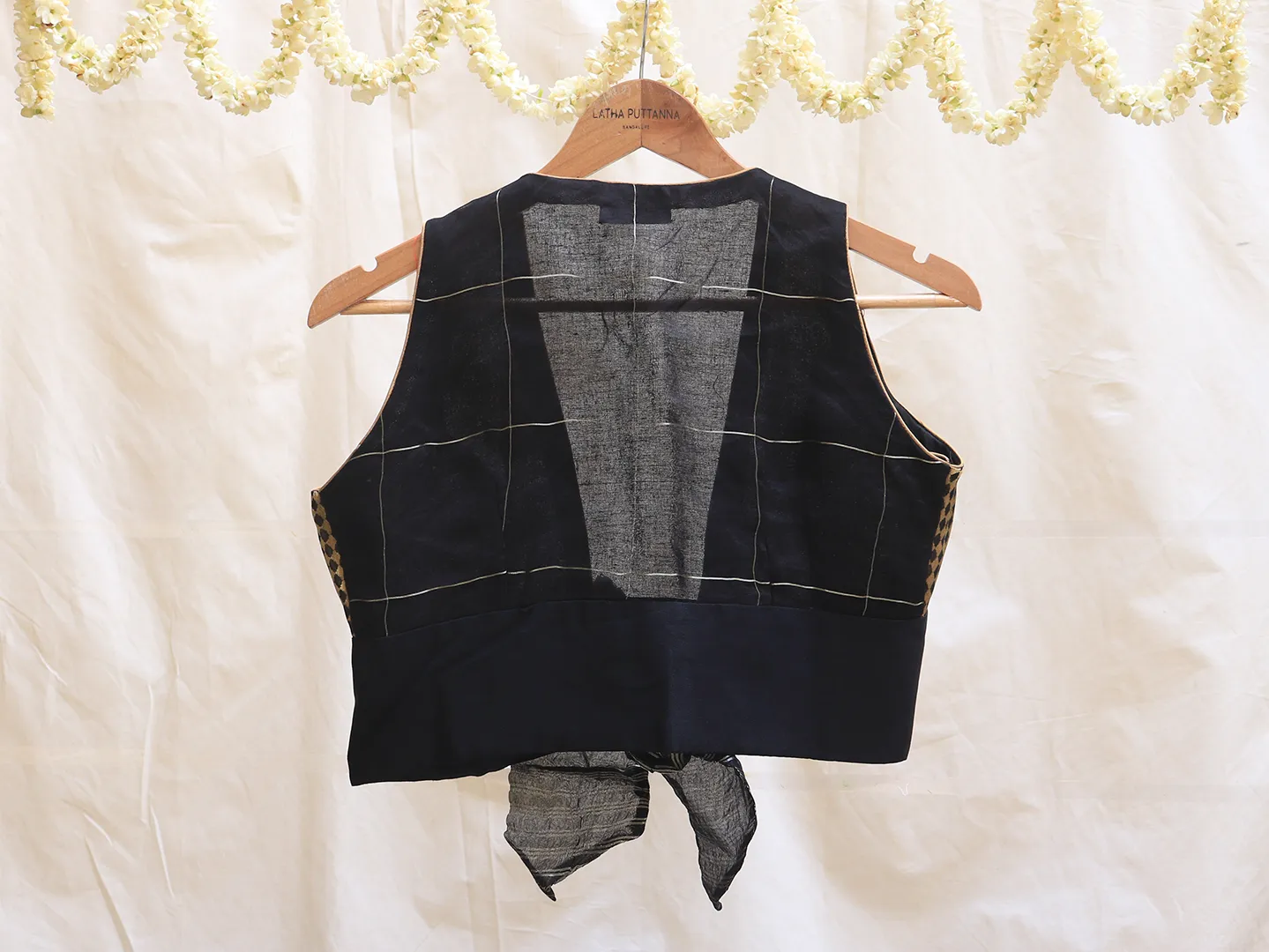 Black, Woven Crepe silk blouse