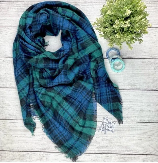 Blue Green Blanket Scarf