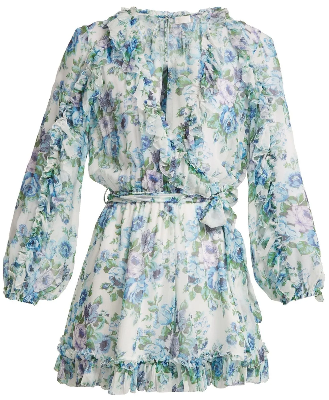 'Breeze' Ruffled Floral-Print Silk Playsuit