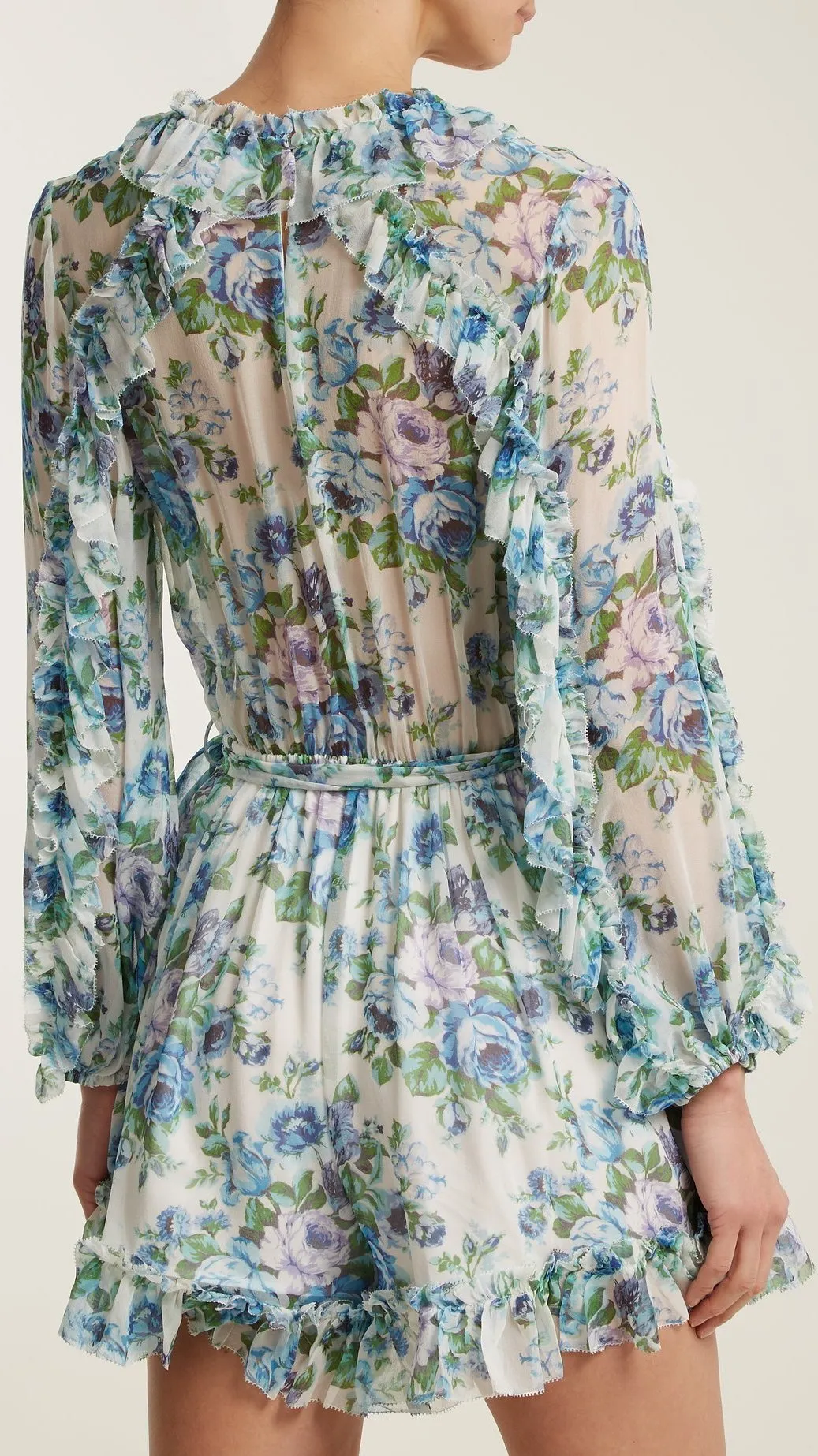 'Breeze' Ruffled Floral-Print Silk Playsuit