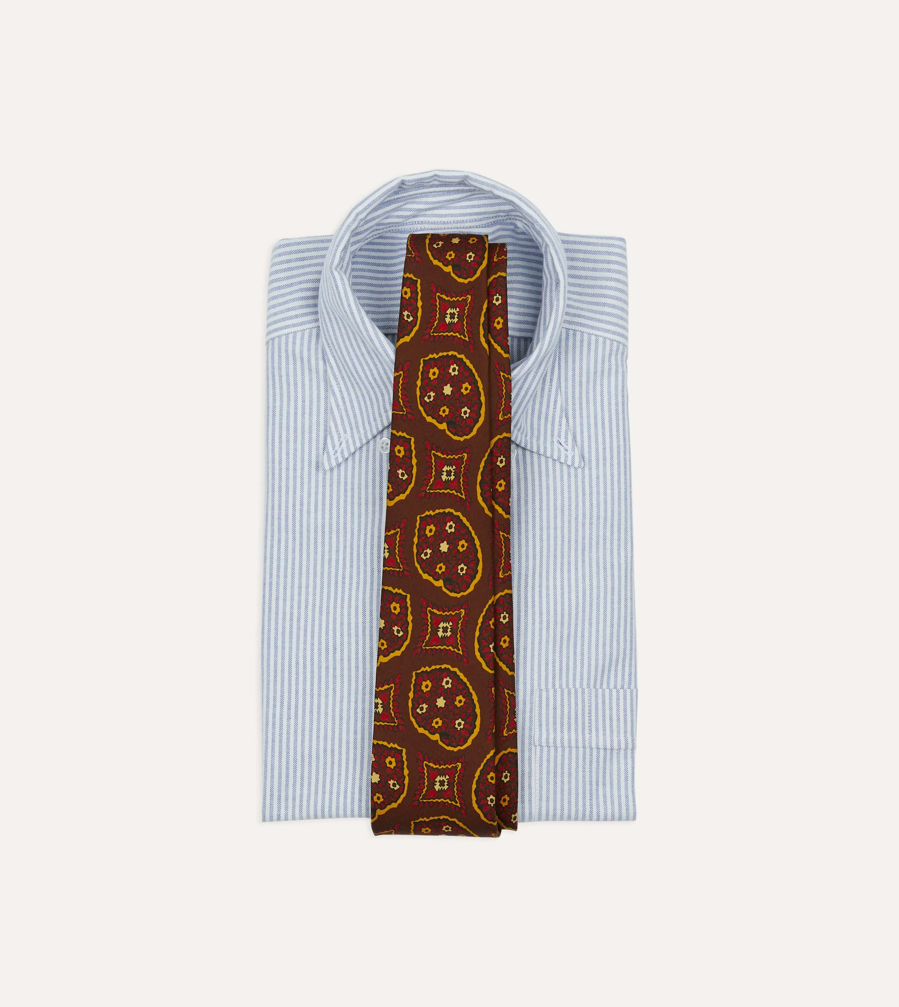 Brown Exploded Paisley Print Silk Self Tipped Tie