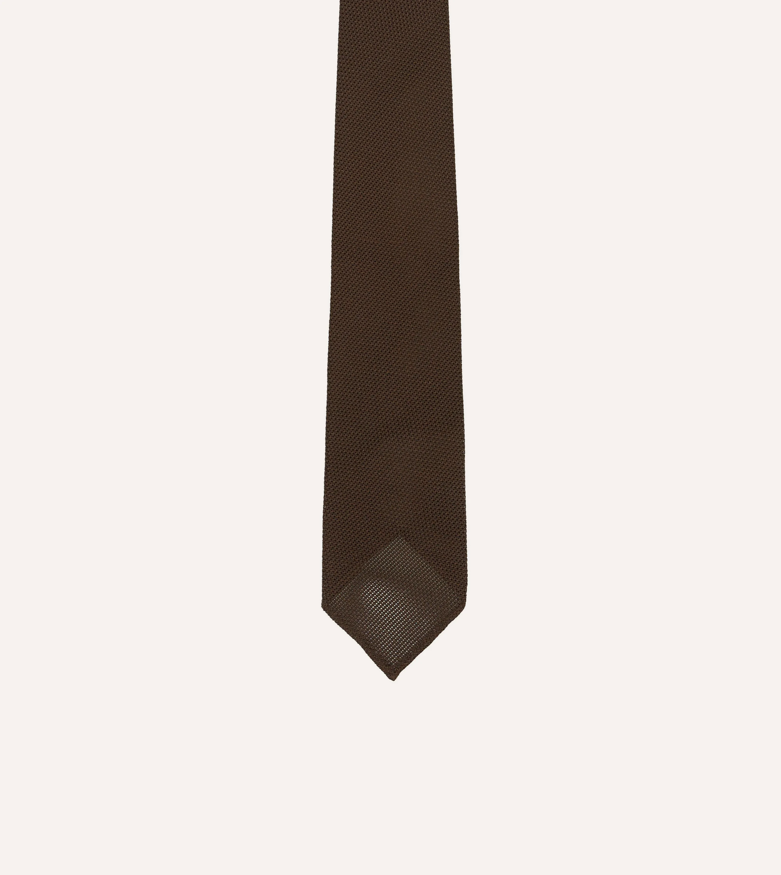 Brown Fine Woven Grenadine Silk Hand Rolled Tie