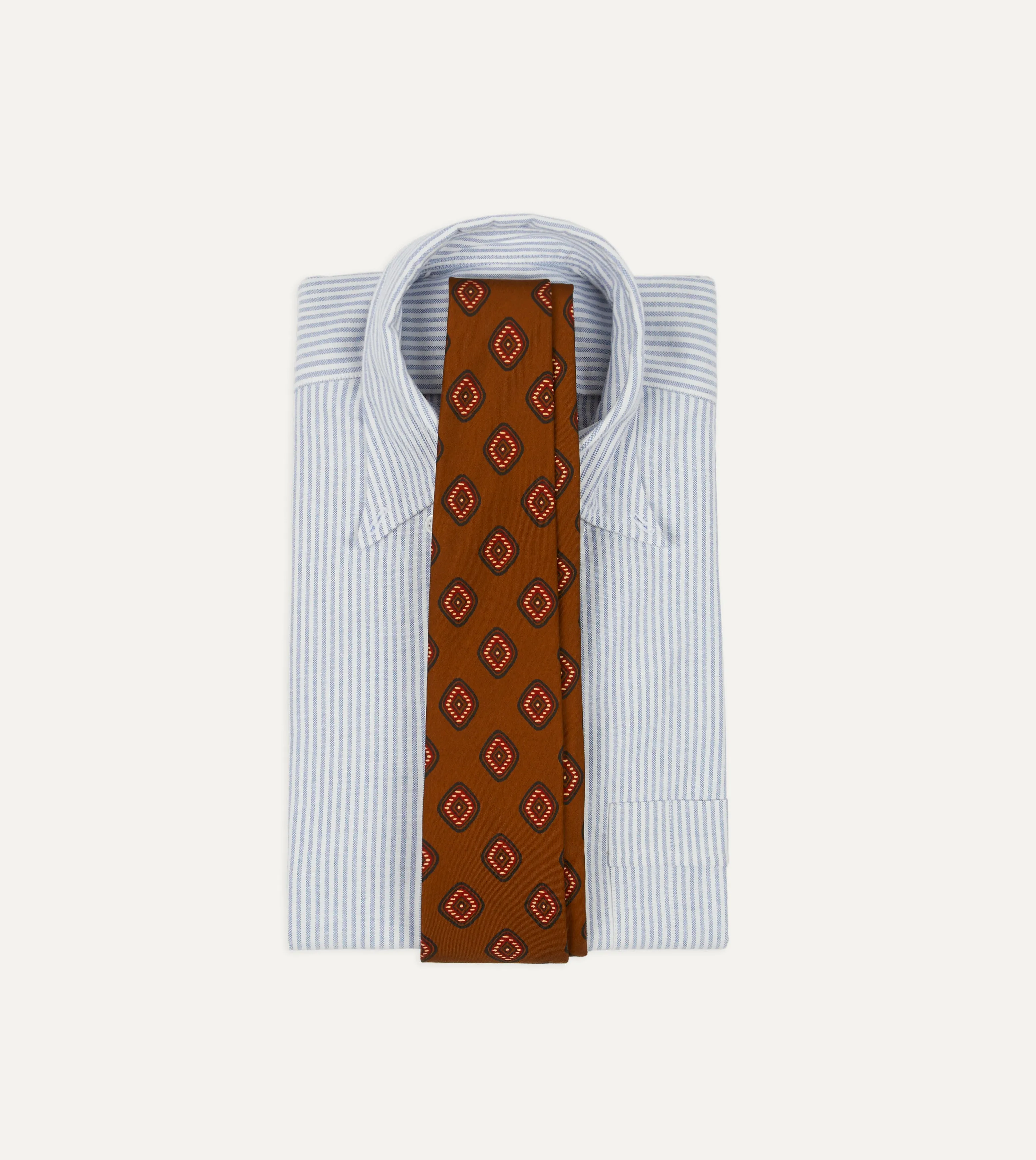 Brown Tile Print 36oz Madder Silk Self Tipped Tie