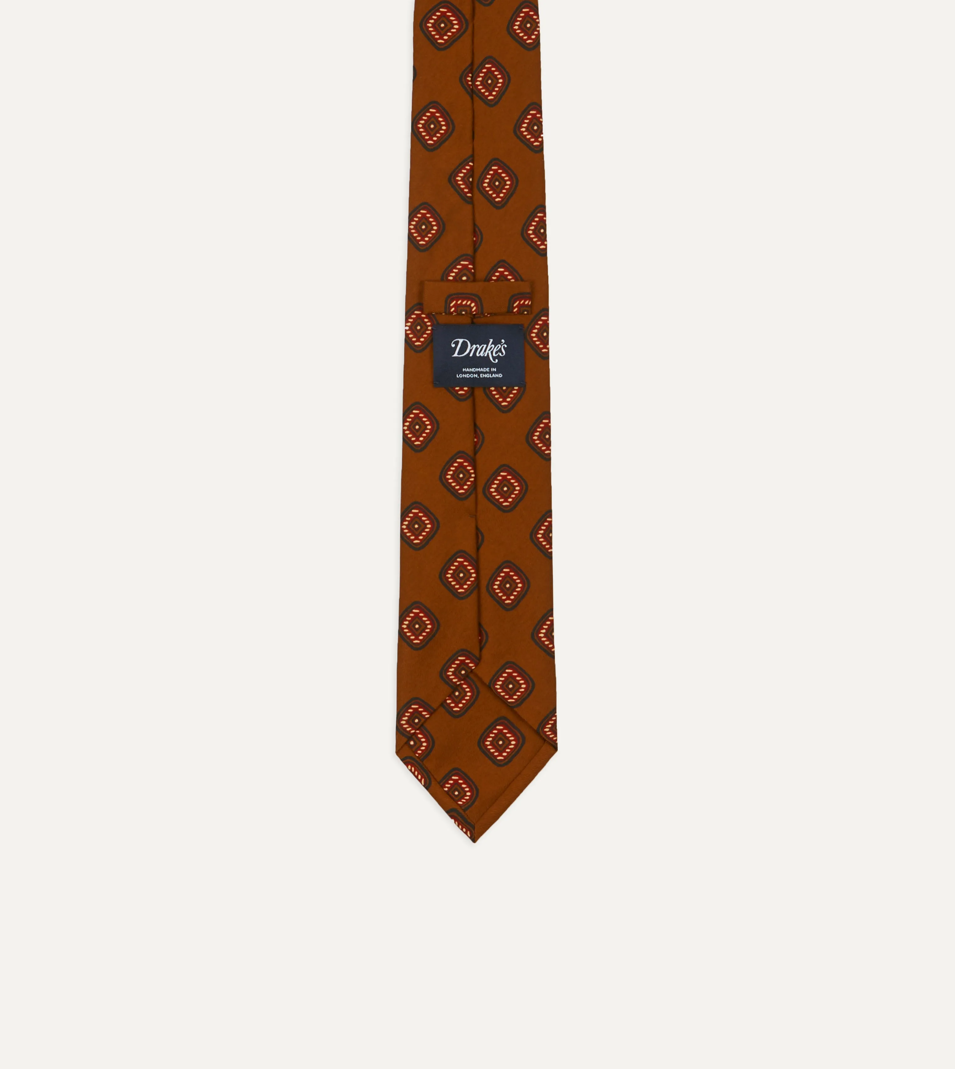 Brown Tile Print 36oz Madder Silk Self Tipped Tie