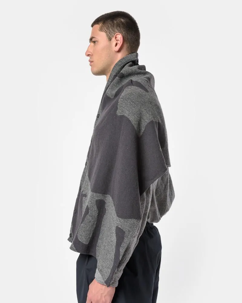 Button Shawl in Grey Animal Print