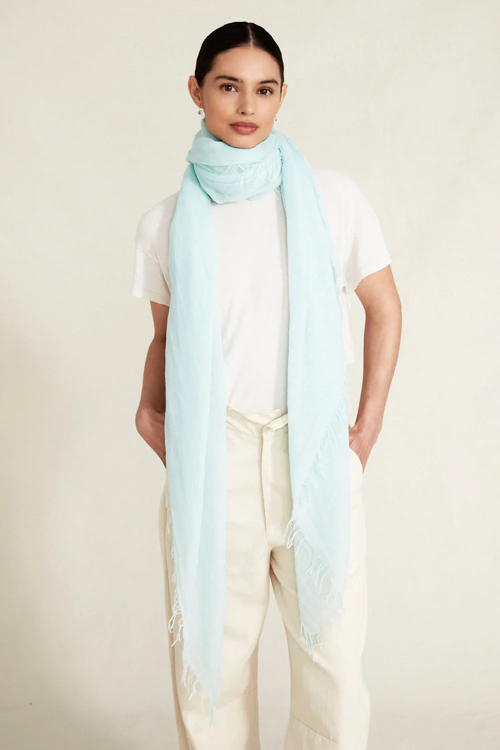 Cashmere and Silk Scarf Aqua Blue