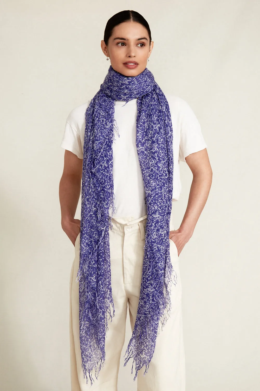 Cashmere and Silk Scarf Liberty Hibiscus Floral