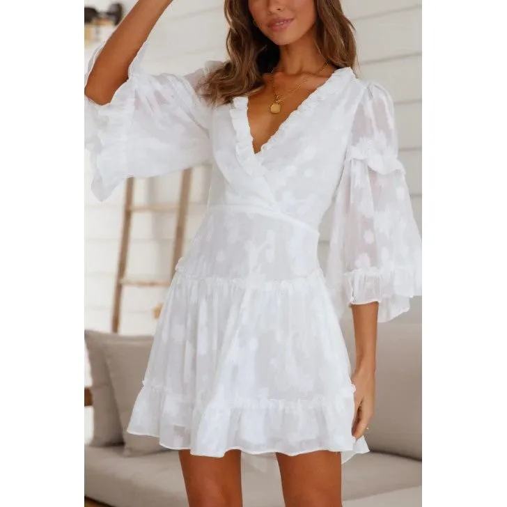 Chiffon Ruffle Mini Dress