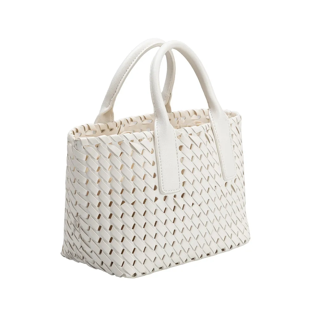 Chloe White Small Recycled Vegan Top Handle Bag - FINAL SALE