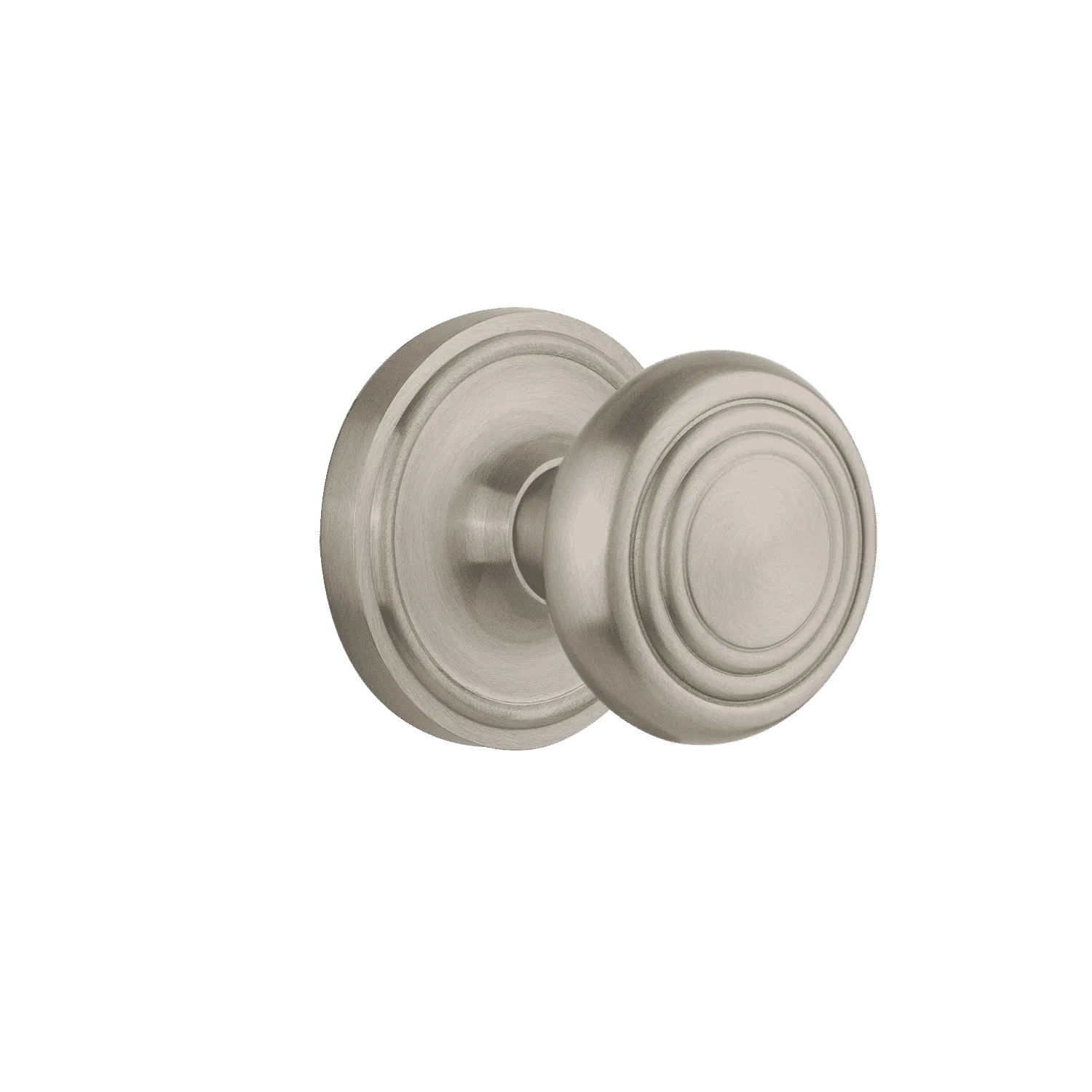 Classic Rosette with Deco Knob in Satin Nickel