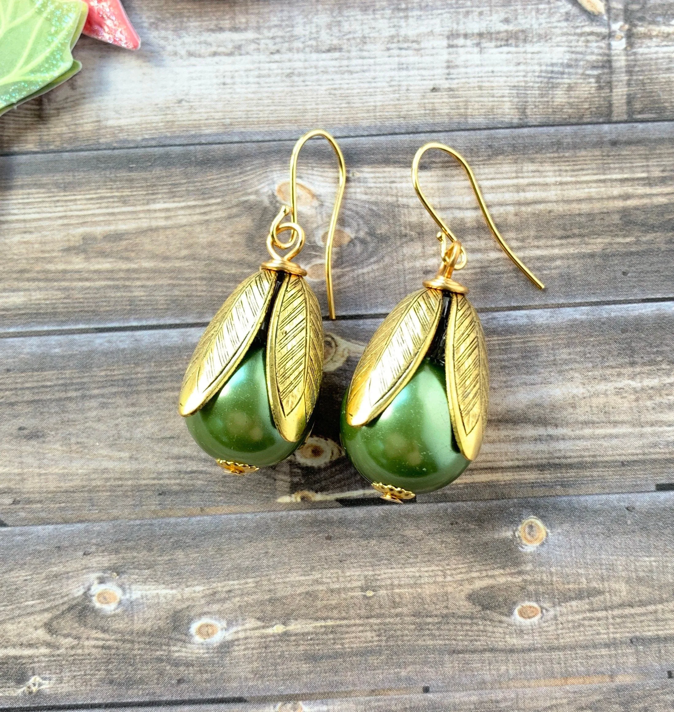 Cornucopia Fall Bead Cap Earrings - 4 Fall Color Options Available